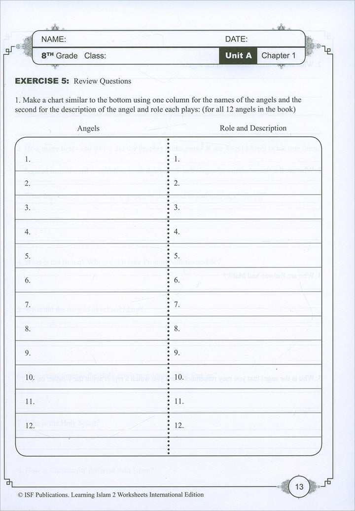 Learning Islam Workbook: Level 2 (8th Grade, Weekend/International Edition