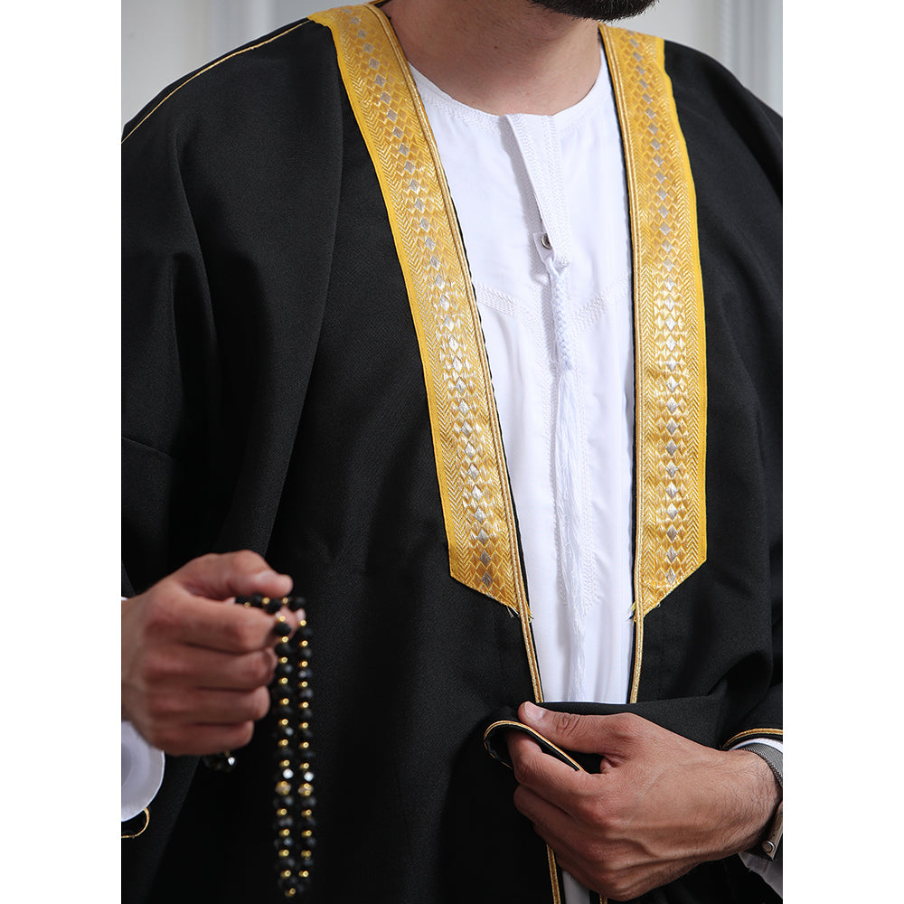 Traditional Arabic Men's Bisht Cloak - Luxury Bisht Abaya for Special Occasions