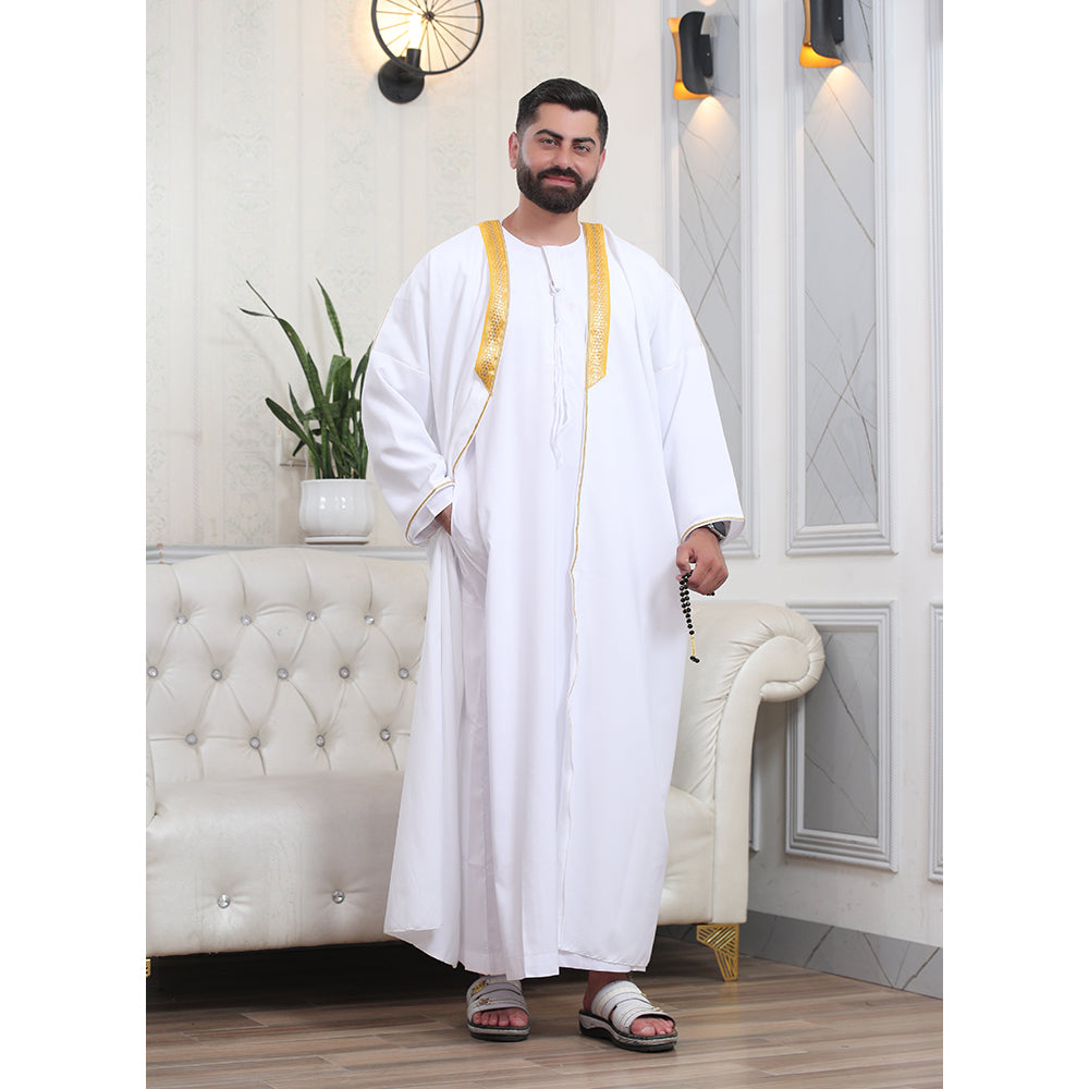 Traditional Arabic Men's Bisht Cloak - Luxury Bisht Abaya for Special Occasions