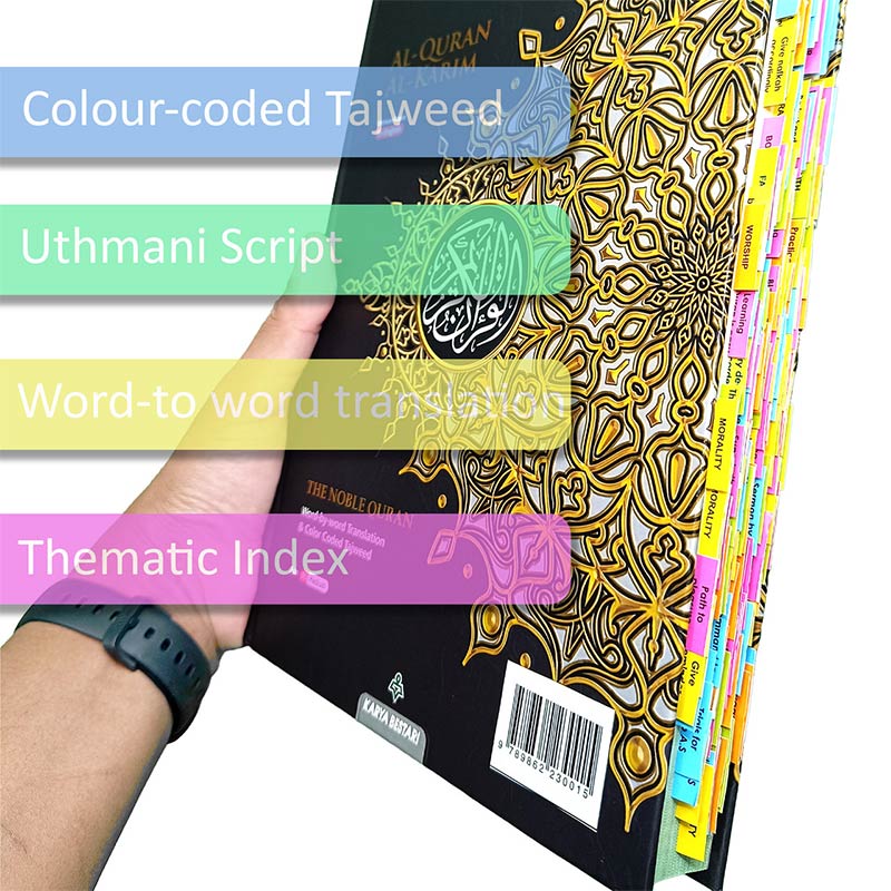 Al-Quran Al-Karim: The Noble Quran with 200 Verse Tags and 30 Juz Tags (Medium B5 Size, 6.9" x 9.8", Colors May Vary)