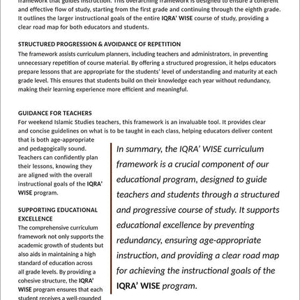 IQRA WISE Teacher's Manual: Grade 4