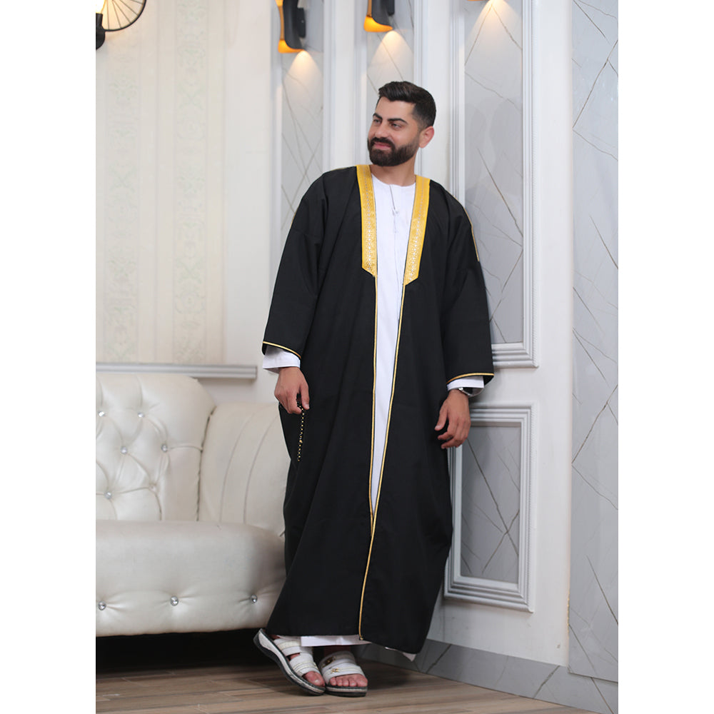 Traditional Arabic Men's Bisht Cloak - Luxury Bisht Abaya for Special Occasions