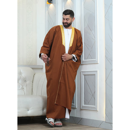 Traditional Arabic Men's Bisht Cloak - Luxury Bisht Abaya for Special Occasions