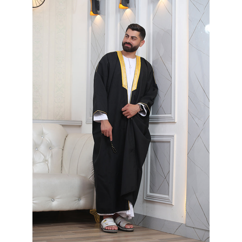 Traditional Arabic Men's Bisht Cloak - Luxury Bisht Abaya for Special Occasions