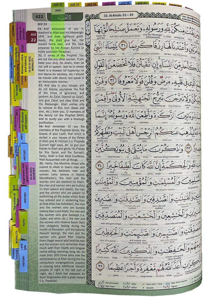 Al-Quran Al-Karim: The Noble Quran with 200 Verse Tags and 30 Juz Tags (Medium B5 Size, 6.9" x 9.8", Colors May Vary)