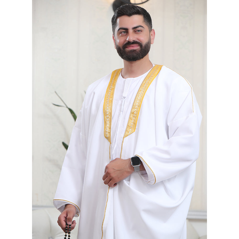 Traditional Arabic Men's Bisht Cloak - Luxury Bisht Abaya for Special Occasions