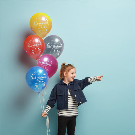 Eid Mubarak Latex Balloons (Assorted Metallic Colors, Pack of 20)