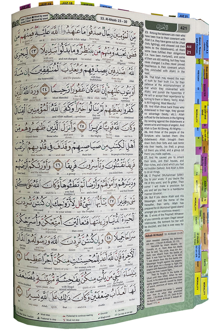Al-Quran Al-Karim: The Noble Quran with 200 Verse Tags and 30 Juz Tags (Medium B5 Size, 6.9" x 9.8", Colors May Vary)