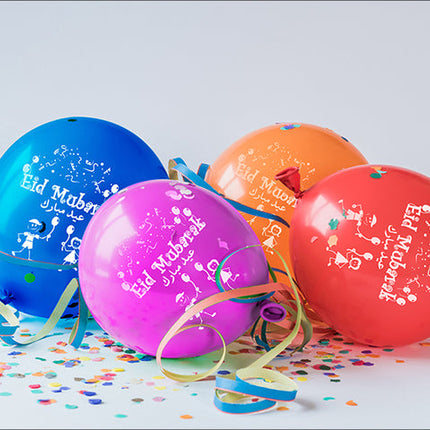 Eid Mubarak Latex Balloons (Assorted Metallic Colors, Pack of 20)