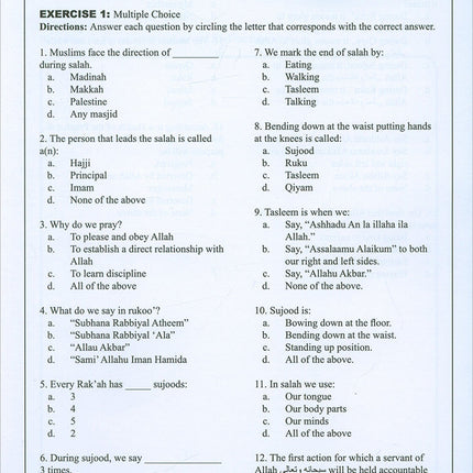 Learning Islam Workbook: Level 1 (7th Grade, Weekend/International Edition