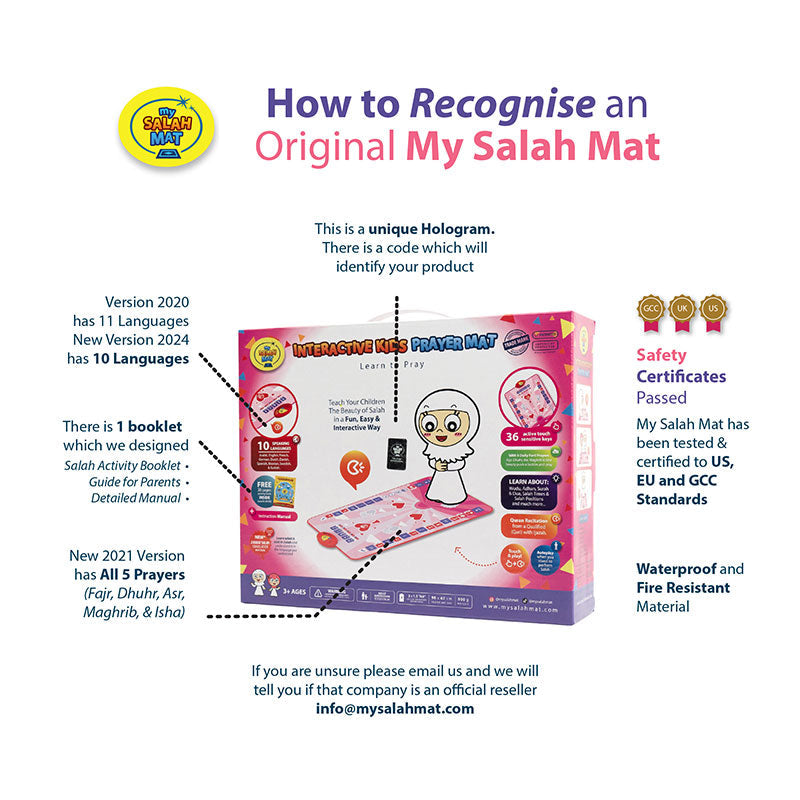 Salah Mat (Original, Pink Interactive Kids Prayer Mat)