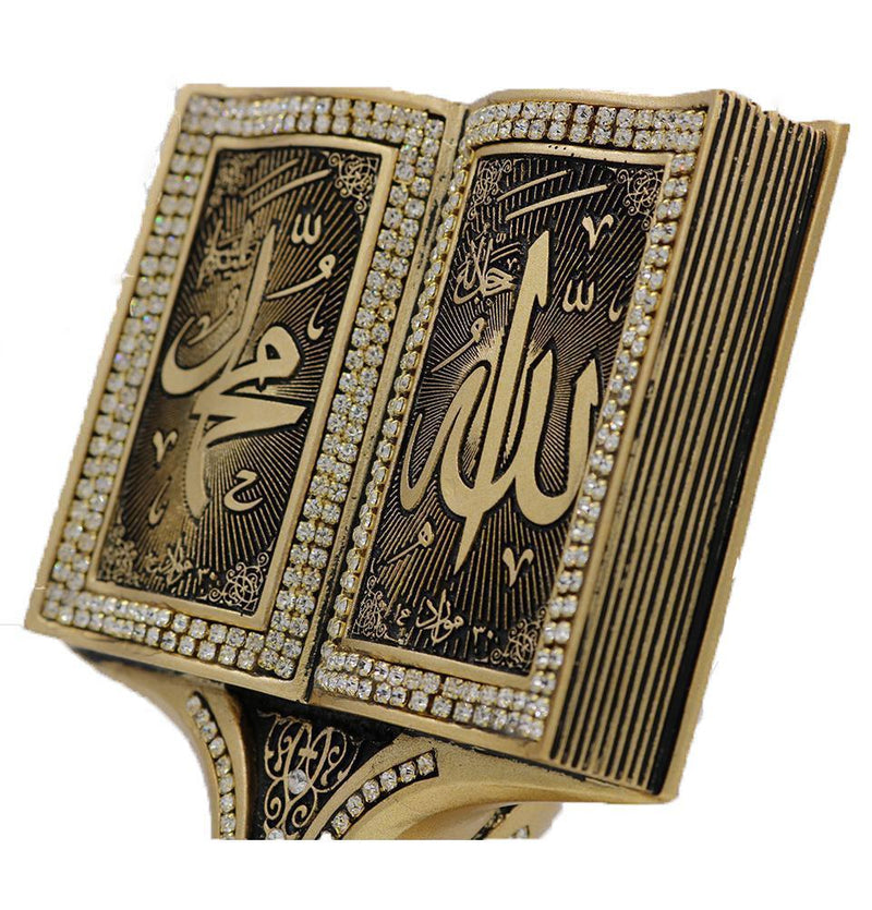 Quran Open Book 'Allah  Muhammad' - Gold - east-west-souk