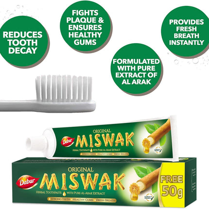 Dabur Miswak Herbal Toothpaste (Net Weight: 120g + 50g Free)