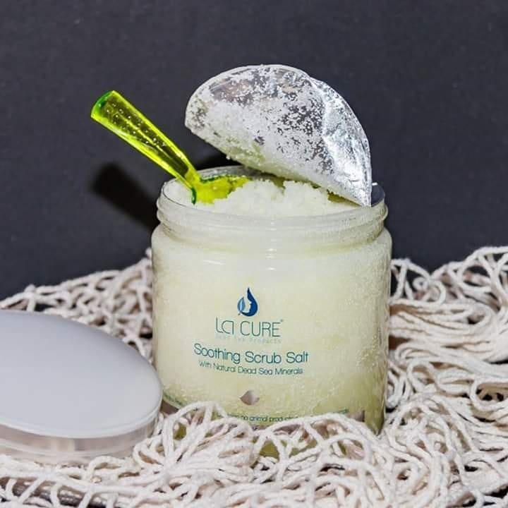 La Cure Dead Sea Soothing Scrub Salts Lavender Essential Oil , Natural Cream Exfoliant, Stretch Mark & Wrinkle Reducer,(1.65 lb)