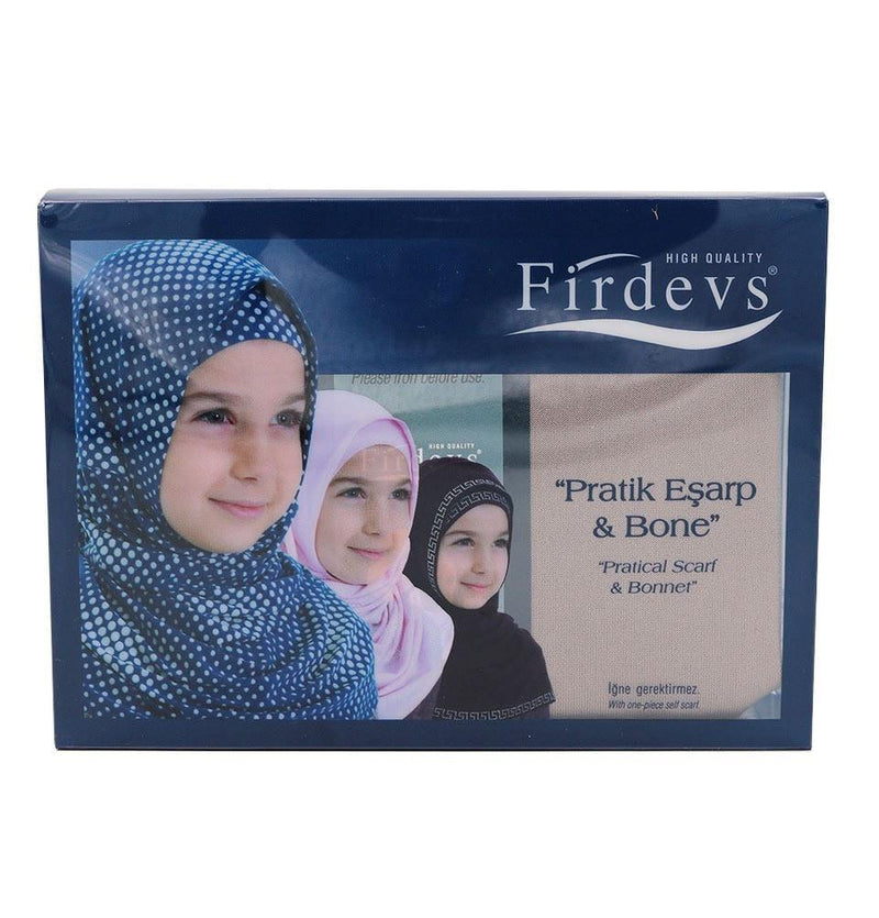 Firdevs Girl's Practical Hijab Scarf  Bonnet - Mink Brown - east-west-souk