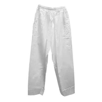 Men's white under thobe serwal pants with elastic waist

