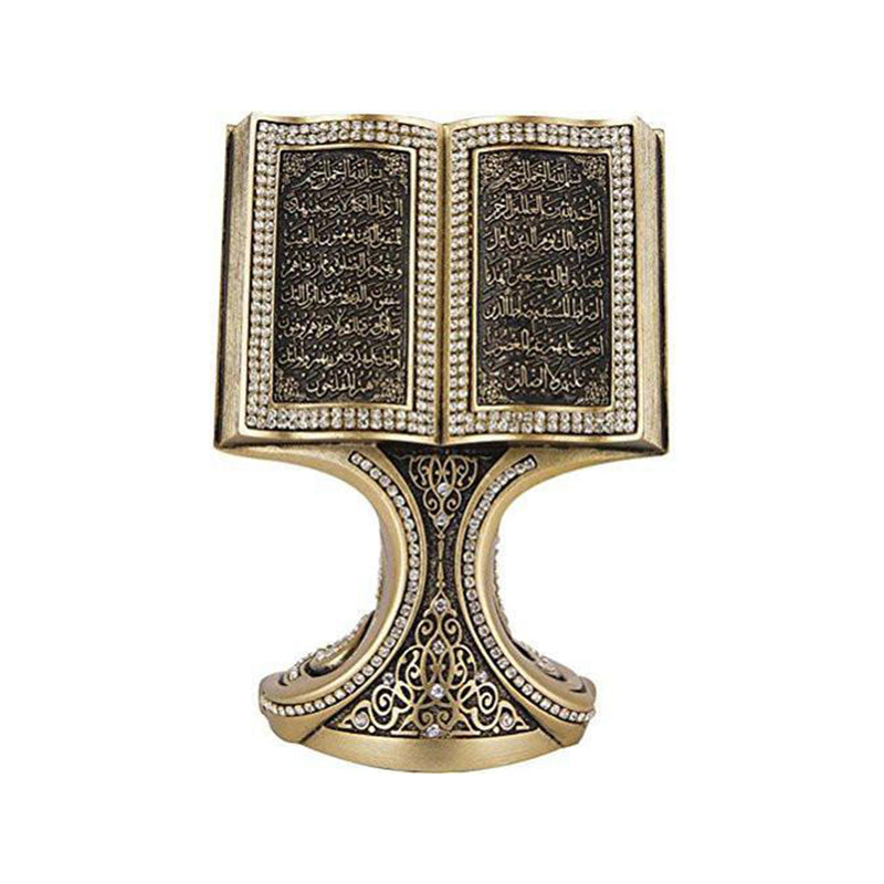 Quran Open Book with Ayatul Kursi and Nazar Dua - Gold