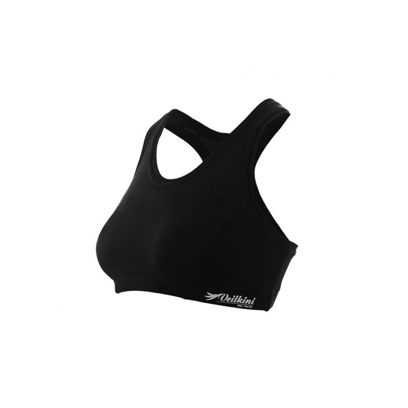 Veilkini Medium-Support Unpadded Sports Bra with Breathable Mesh (Black)