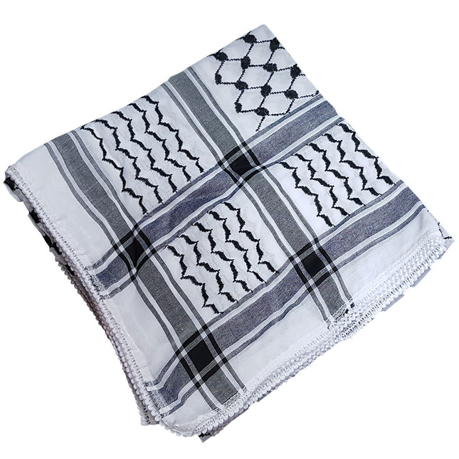 Black and white keffiyeh shemagh without aqal

