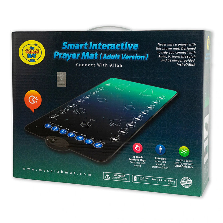 My Salah Mat for Adults - Smart Interactive Prayer Mat for Adults & Reverts Learning Surahs, Salah, Duas, & More - Muslim Prayer Rug with 25 Touch Keys, Padded Prayer Mat Layer, & Speaker for Ages 8+