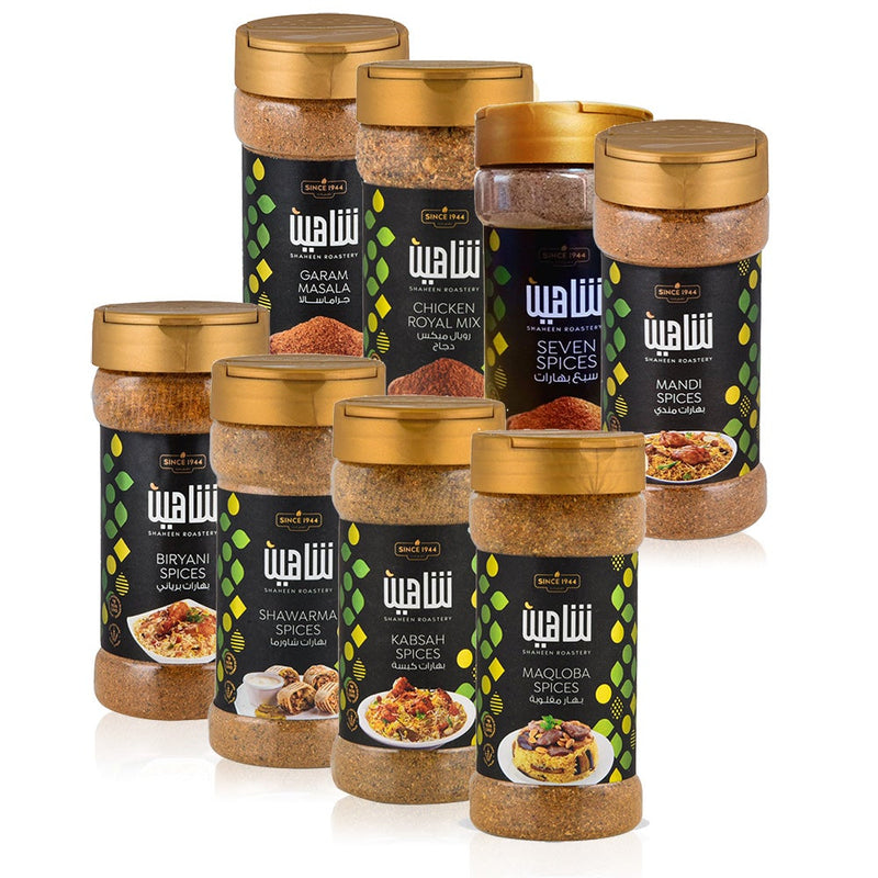 Shaheen Spices and Seasonings - Middle Eastern flavor Collection - Make traditional Arabian Gulf and Middle Eastern dishes - 8 Packs