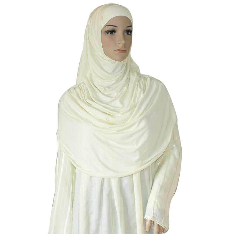 Amade Women's One-Piece Prayer Dress Creme Abaya Gift Set