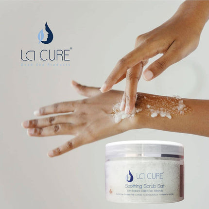 La Cure Dead Sea Soothing Scrub Salts Lavender Essential Oil , Natural Cream Exfoliant, Stretch Mark & Wrinkle Reducer , Body Scrub for Women & Men,(0.88 lb)