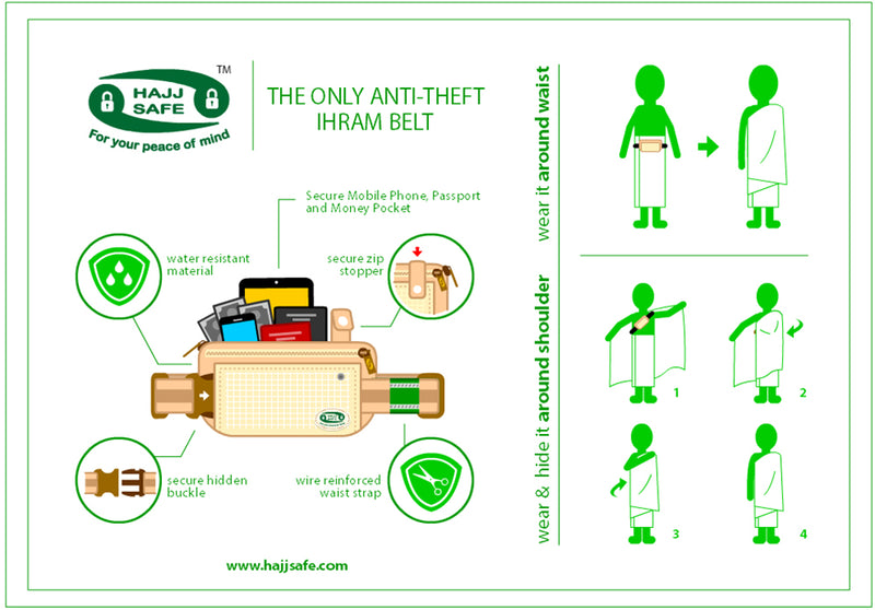Hajj & Umrah Anti-Theft Waist Bag and Ihram Belt (Large)