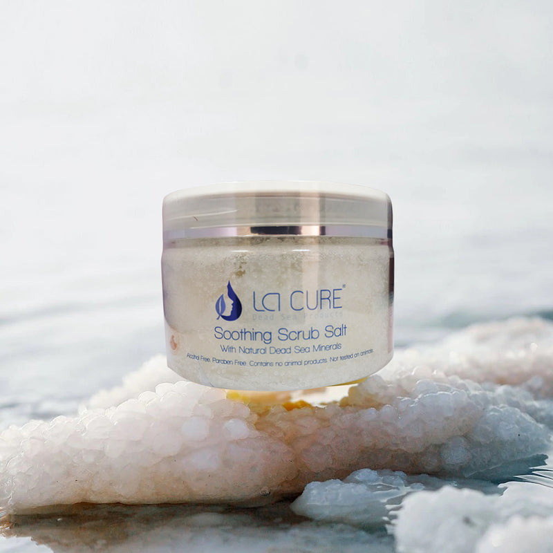 La Cure Dead Sea Soothing Scrub Salts Lavender Essential Oil , Natural Cream Exfoliant, Stretch Mark & Wrinkle Reducer , Body Scrub for Women & Men,(0.88 lb)