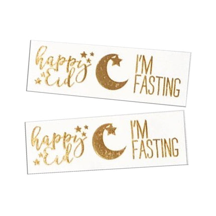 Gold Flash Tattoos ("Happy Eid", Crescent & Star, and "I'm fasting")
