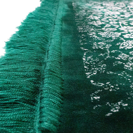 Plush Velvet Islamic Prayer Rug - Floral Mosque - 3 Different Colors