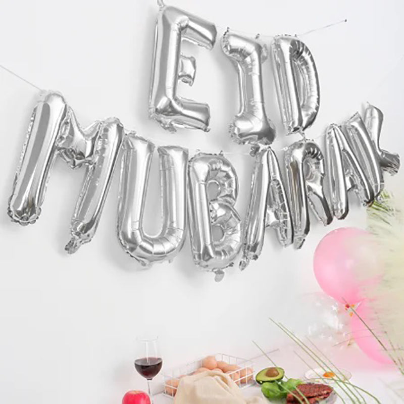 Eid Mubarak Foil Balloon Kit - Silver