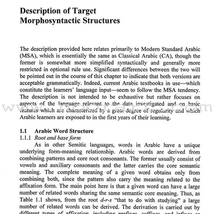 Arabic Second Language Acquisition of Morphosyntax