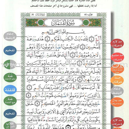 Tajweed Qur’an (Whole Qur’an, Warsh Narration, Color may Vary, Size: 8"x5.5") مصحف التجويد برواية ورش