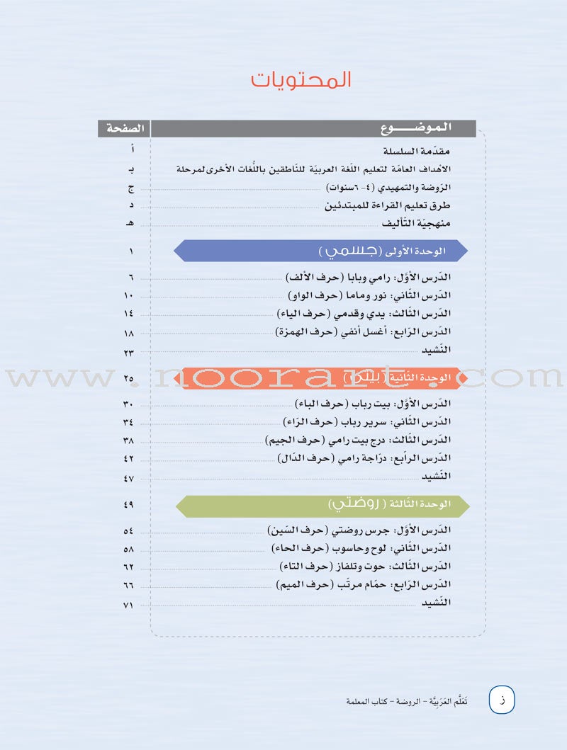 ICO Learn Arabic Teacher Guide: KG 1 Level (4-5 Years) تعلم العربية