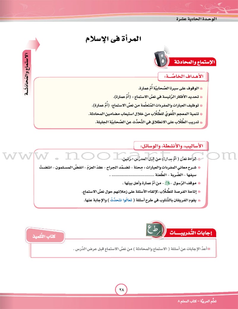 ICO Learn Arabic Teacher Guide: Level 8, Part 2 تعلم العربية