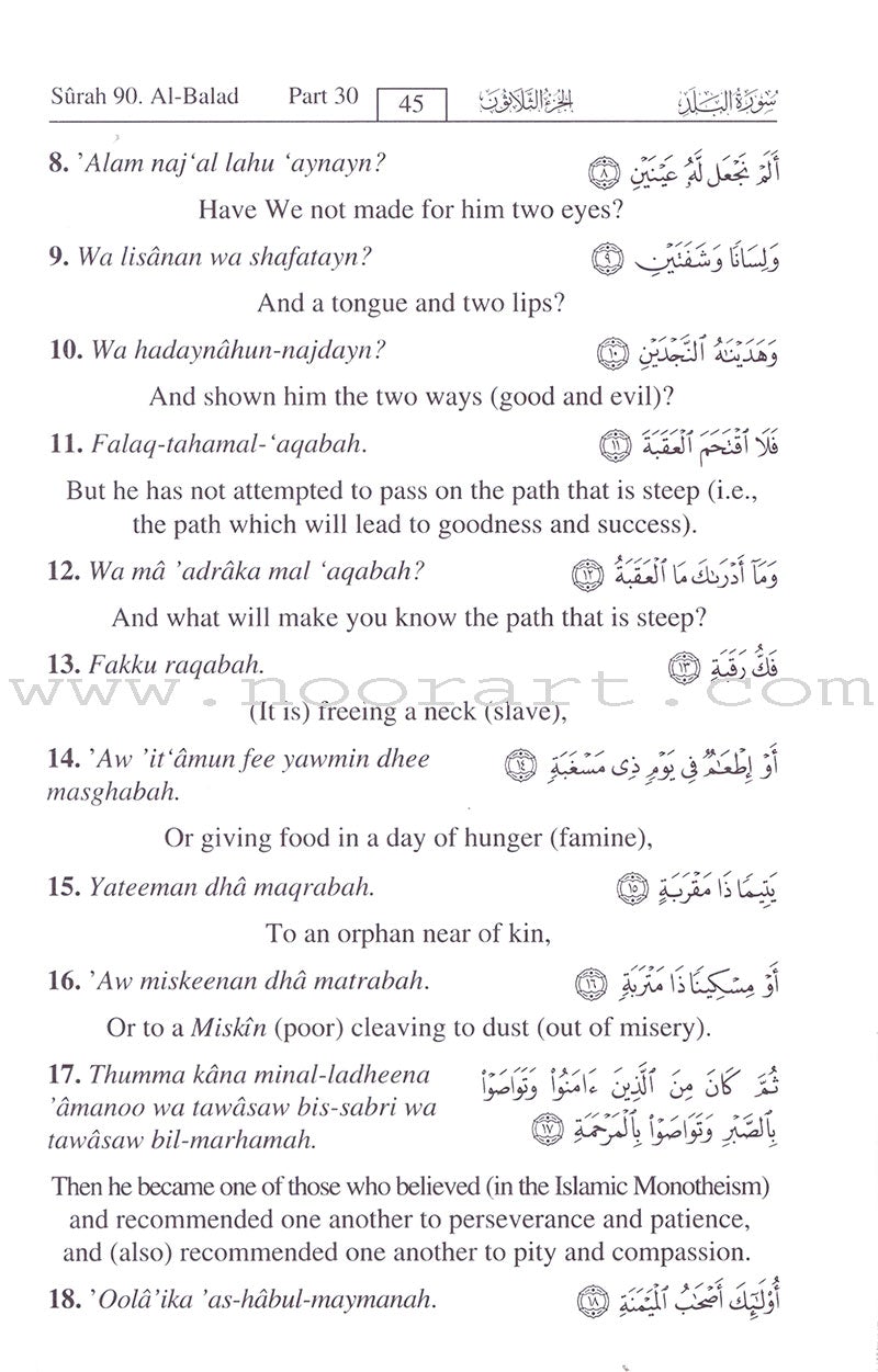 Interpretation of the Meanings of the Noble Quran in the English Language with Transliteration