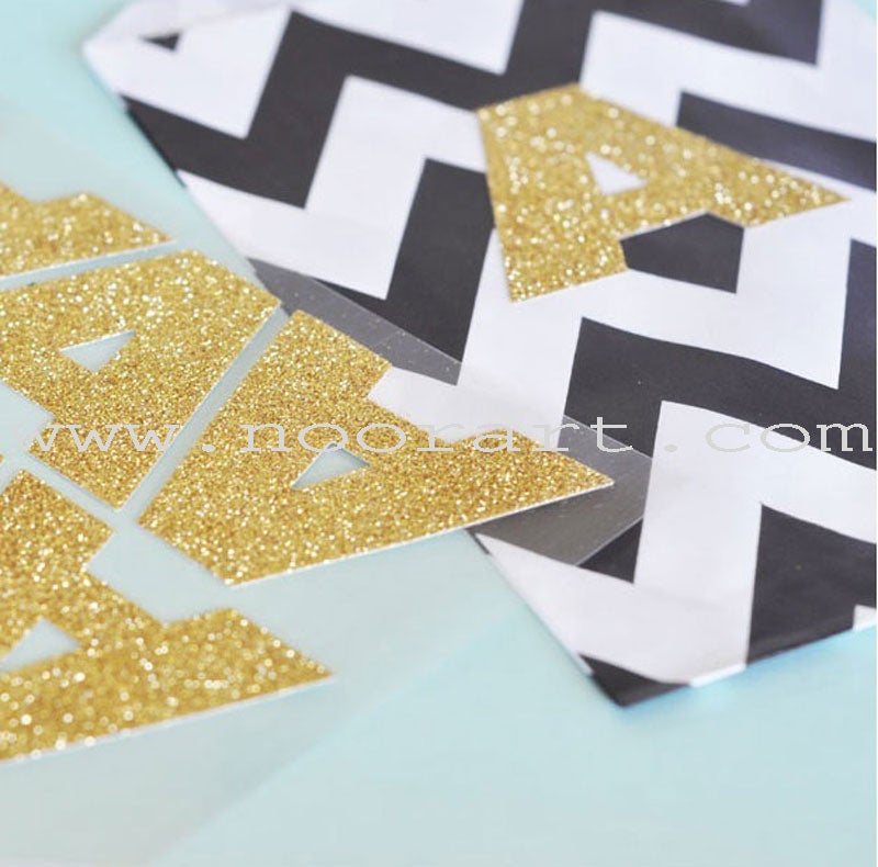 Gold Glitter Letter Stickers (Happy Eid)