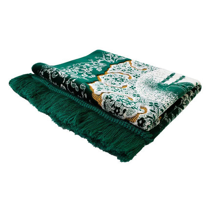 Plush Velvet Islamic Prayer Rug - Floral Mosque - 3 Different Colors