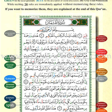 Tajweed Qur'an (Juz' Amma, With Meaning Translation in English and Transliteration)