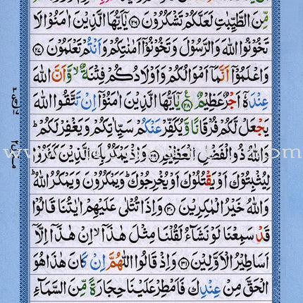 Holy Qur'an with Color Coded Tajweed Rules   (Hafzi, Medium Size,15 Lines)