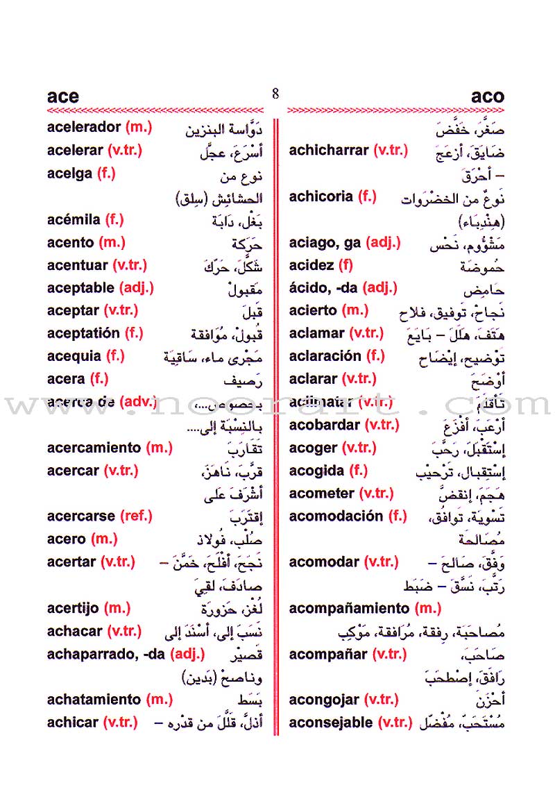 Student Dictionary - Diccionario Del Estudiante: Spanish - Arabic