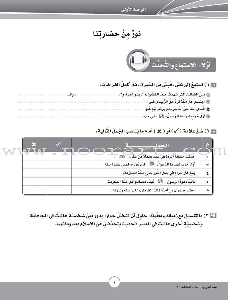 ICO Learn Arabic Workbook: Level 10, Part 1