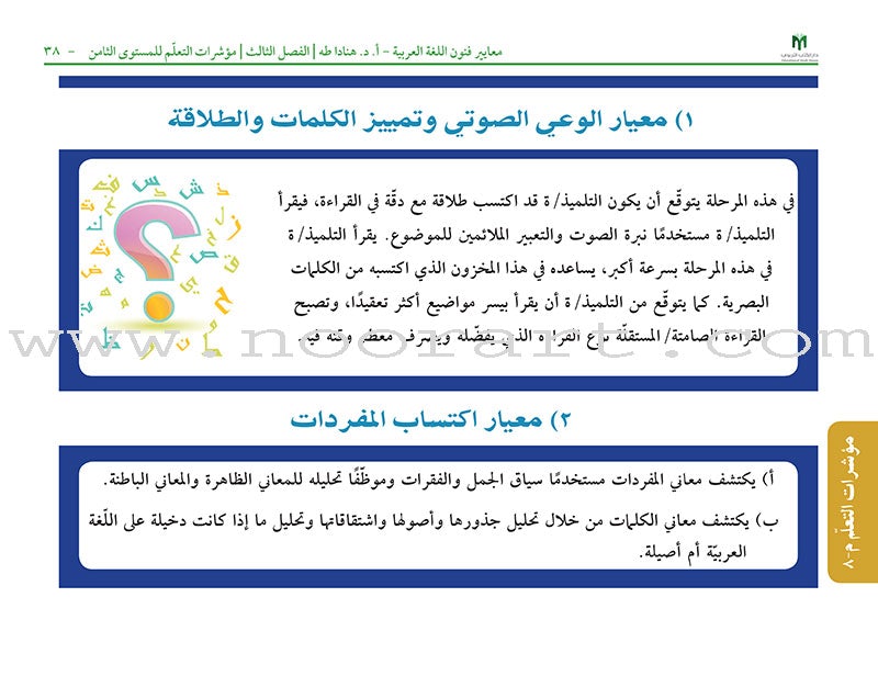Arabic Language Arts Standards: Levels 8-10 معايير فنون اللّغة العربيّة -المستوى الثامن- المستوى العاشر
