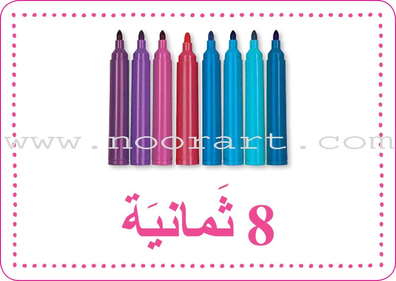 Flashcards with English Numerals (1,2,3) and Arabic Number Words بطاقات تعليمية