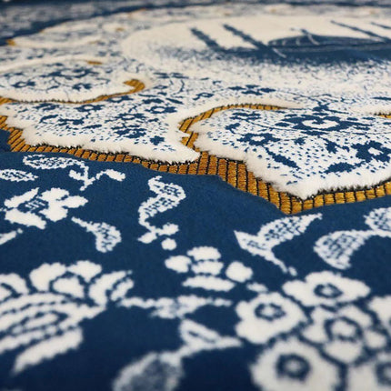 Plush Velvet Islamic Prayer Rug - Floral Mosque - 3 Different Colors