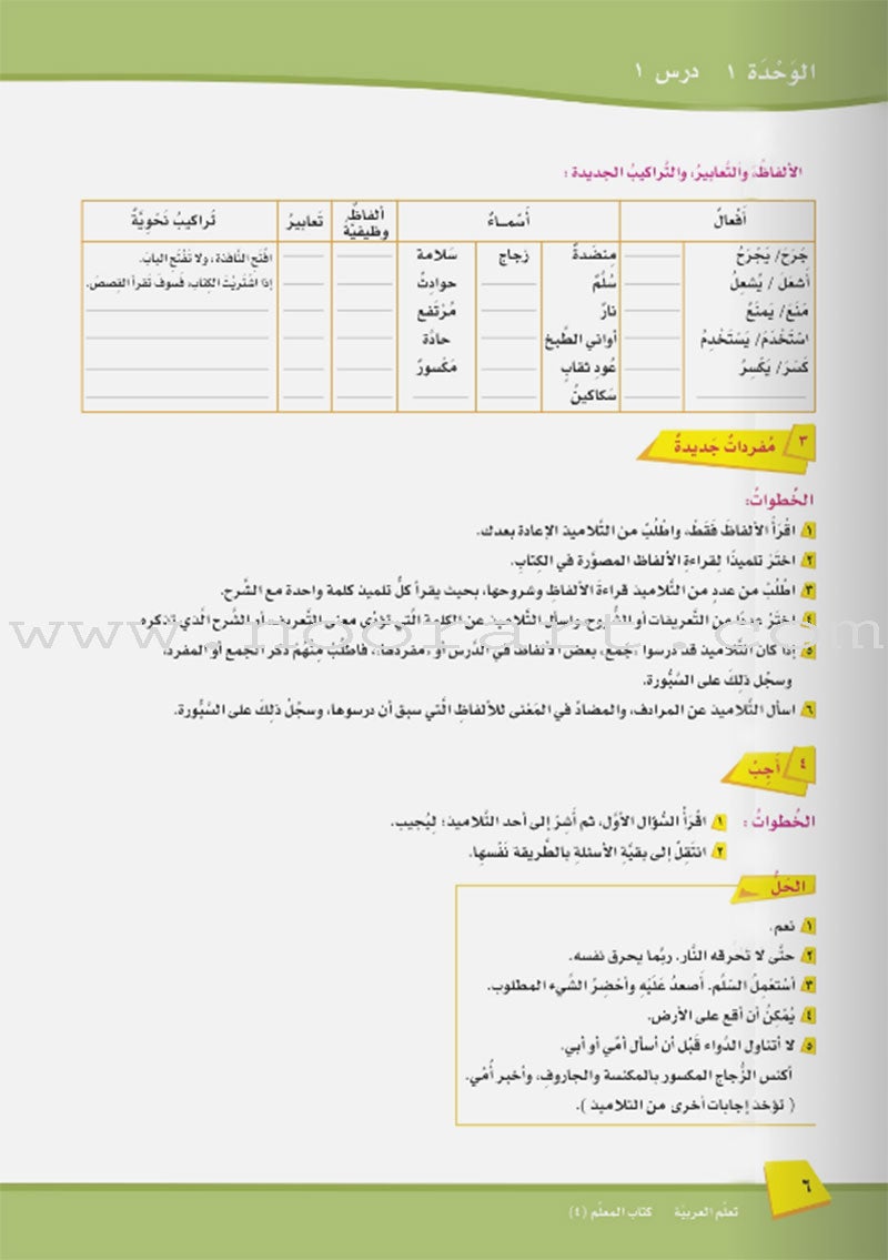 ICO Learn Arabic Teacher Guide: Level 4, Part 1 تعلم العربية