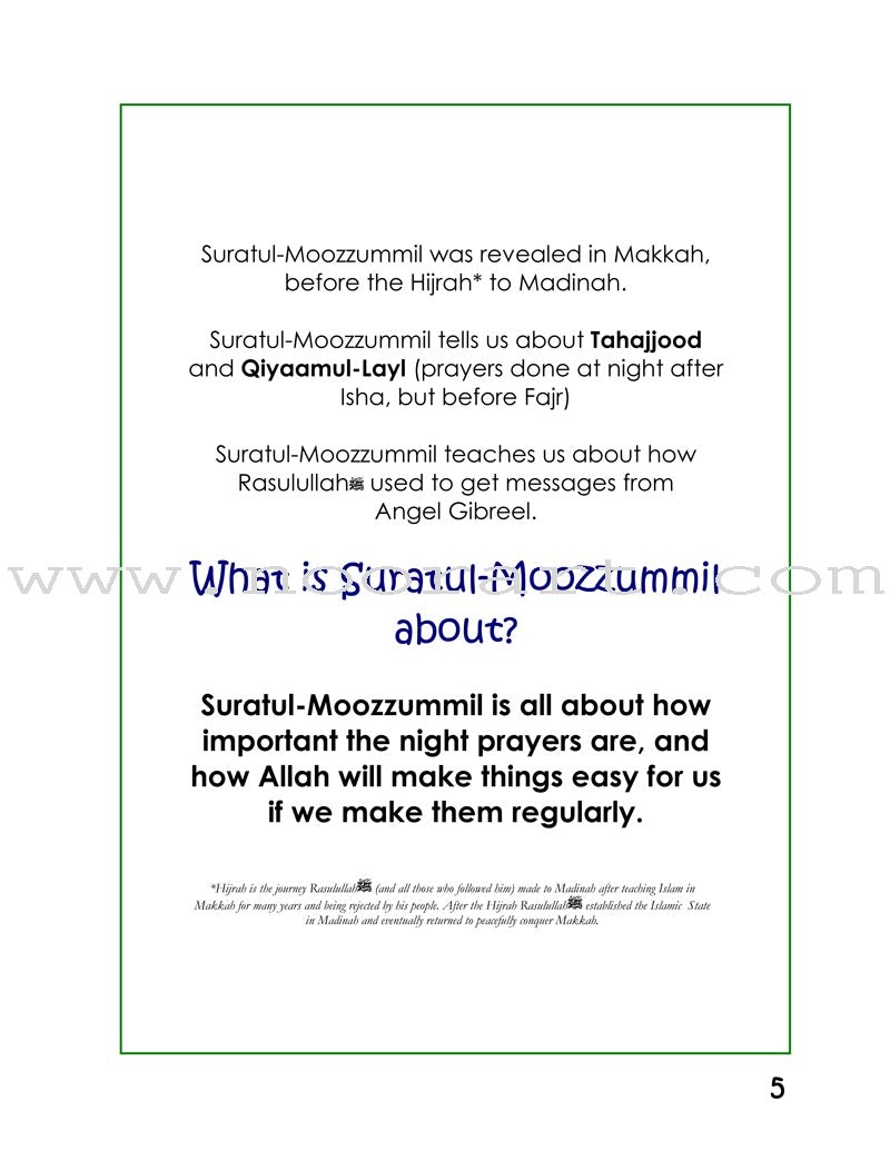 A Child's Tafseer Series: Book 5 (Suratul-Moozzummil) سورة المزمل