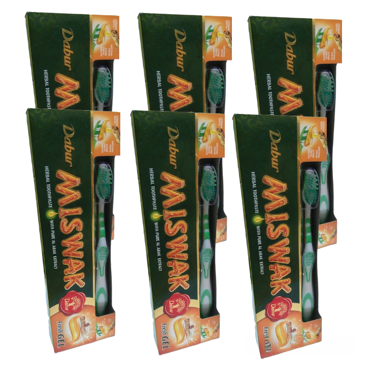 Dabur Miswak Herbal Toothpaste with Pure Arak Extract (free toothbrush included) Net Weight: 150g