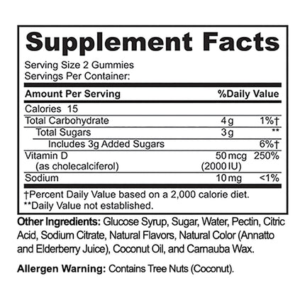 Halal Vitamin D3 2000IU Gummies (90 Gummies)